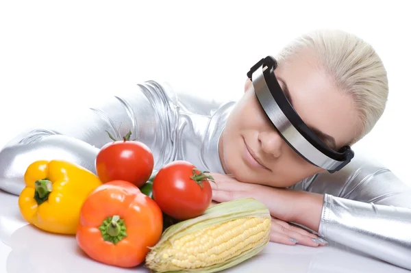 Кібер жінка з різних овочів — стокове фото