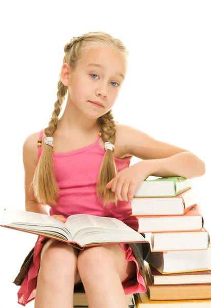 Picture of a thinking schoolgirl — Stock Photo, Image