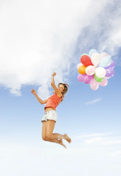 Girl with colorful balloons — Stock Photo, Image