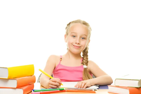 Happy little schoolgirl — Stock Photo, Image