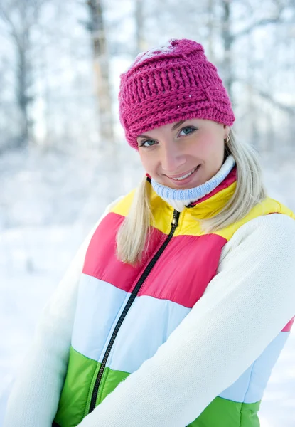 Frysta Vacker Kvinna Vinter Kläder Utomhus — Stockfoto