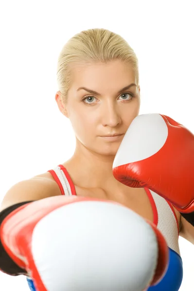 Portrét dívky, boxer — Stock fotografie