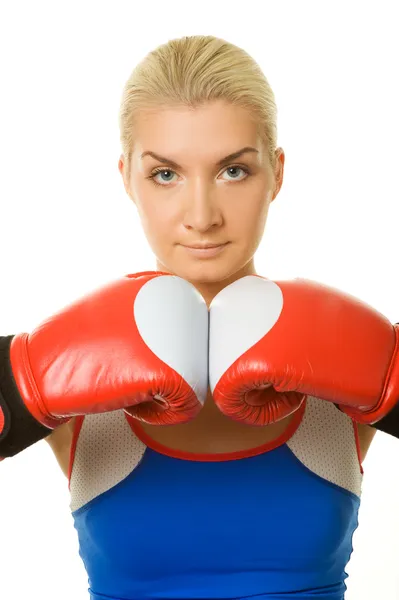 Portret dziewczyny, bokser — Zdjęcie stockowe