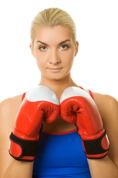 Portrét dívky, boxer — Stock fotografie