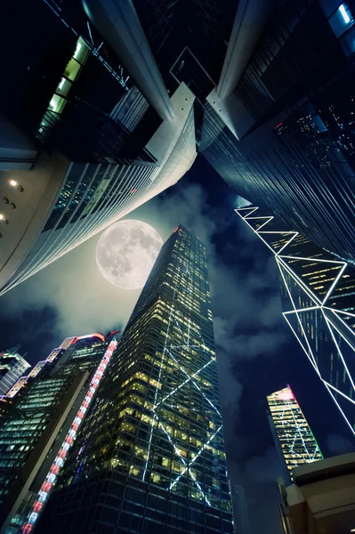 Σύγχρονη Ουρανοξύστες Νύχτα Του Χρόνου — Φωτογραφία Αρχείου