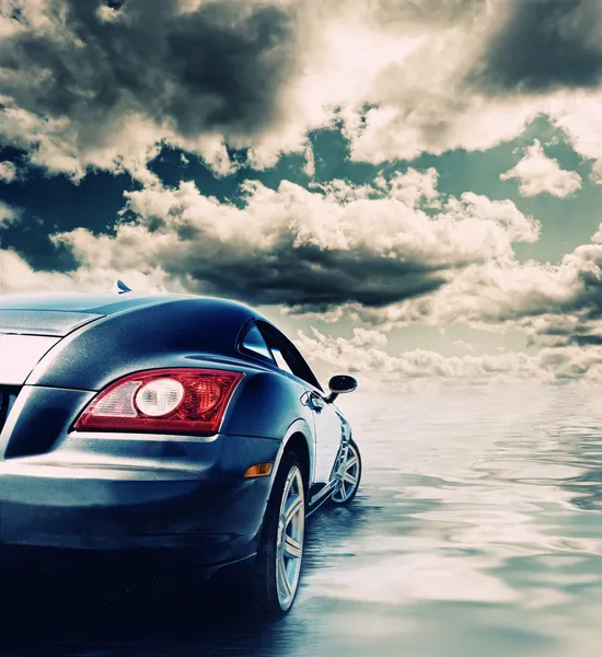 Sport Car Reflected Water — Stock Photo, Image