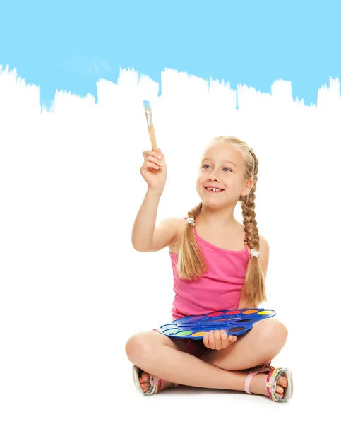 Schöne kleine Mädchen malen — Stockfoto