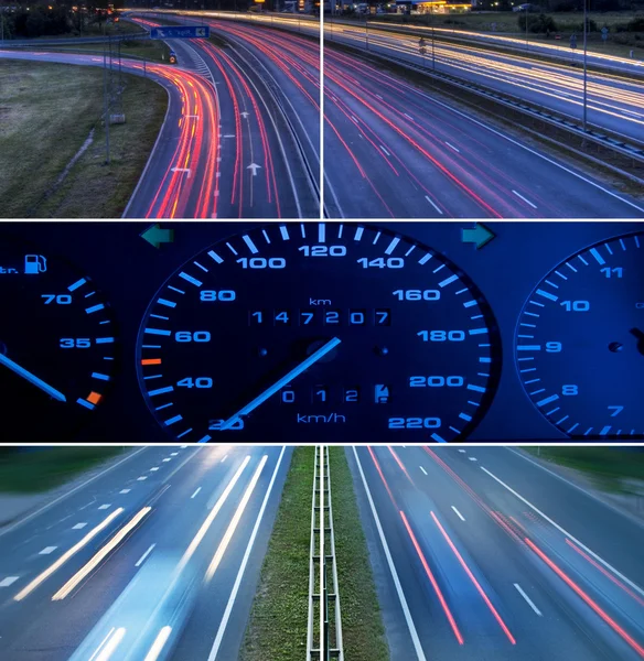 Collage autostrada velocità — Foto Stock
