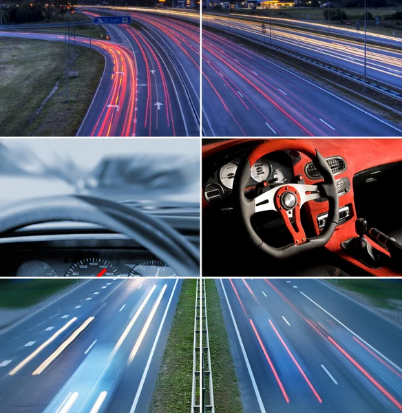 Collage carretera velocidad —  Fotos de Stock