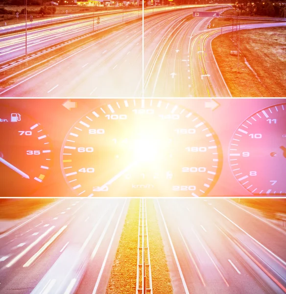 Speed highway collage — Stock Photo, Image