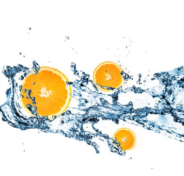 Splashing water with oranges clipart