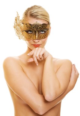 Lovely young woman with carnival mask clipart