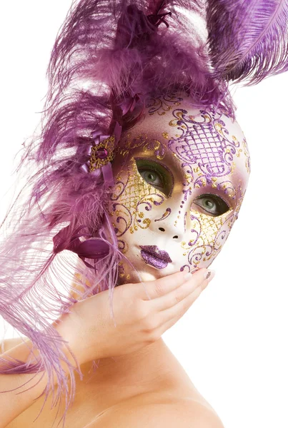 Hermosa joven en máscara de carnaval — Foto de Stock