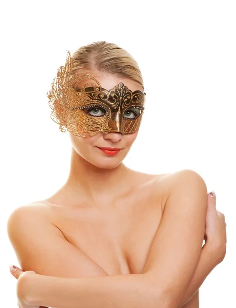 Lovely young woman with carnival mask — Stock Photo, Image