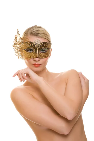 Mulher bonita com máscara de carnaval — Fotografia de Stock