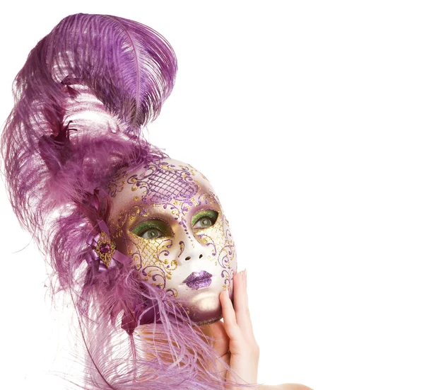 Gyönyörű fiatal nő, a karneváli maszk — Stock Fotó