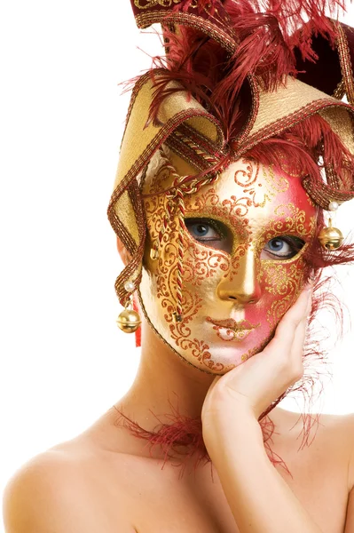 Hermosa joven en máscara de carnaval —  Fotos de Stock