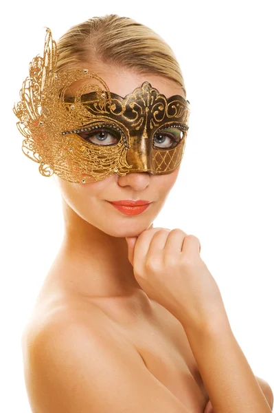 Preciosa joven con máscara de carnaval —  Fotos de Stock