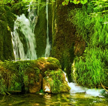 Waterfall in the forest clipart