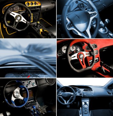 Sport car interior collage clipart