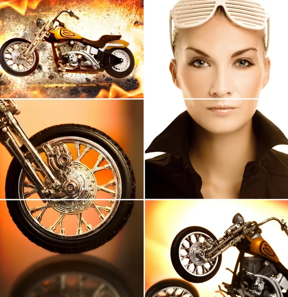 Collage motociclista — Foto Stock