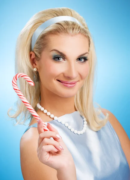 Vacker ung kvinna med lollypop — Stockfoto