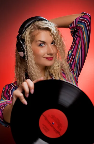 Mulher bonita DJ — Fotografia de Stock