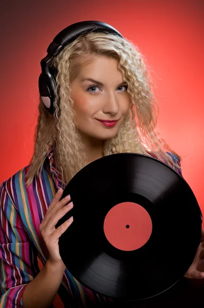 Mulher bonita DJ — Fotografia de Stock