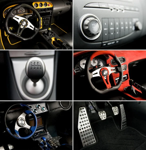 Deporte coche collage interior — Foto de Stock