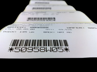 Labels with the printed bar codes clipart