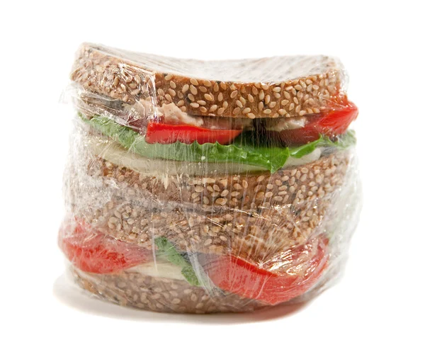 Plastic wrapped sandwich — Stock Photo, Image