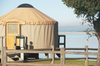 A yurt on lake cachuma clipart