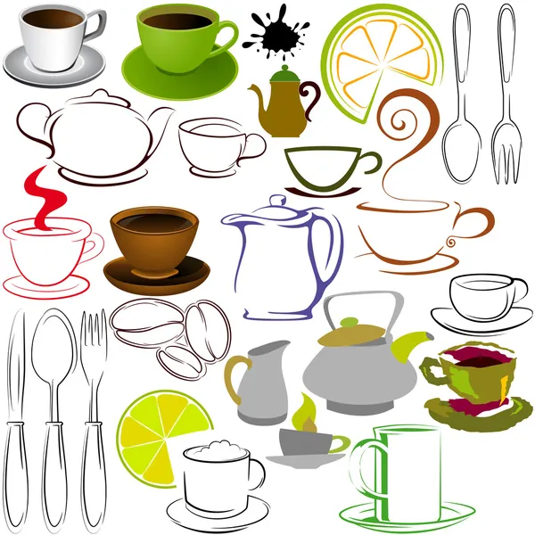 Cups and teapots — Stock Vector