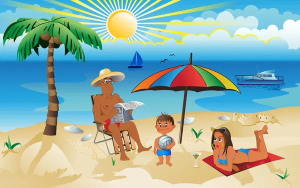 A family on vacation — Stock Vector