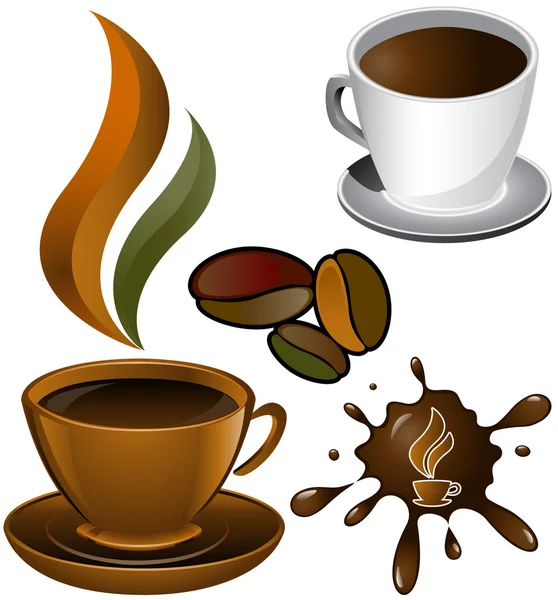 Dos tazas de café y mancha — Vector de stock