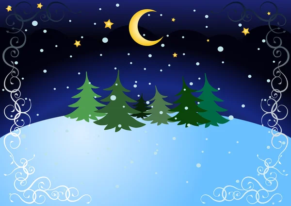 Зимняя ночь — стоковый вектор