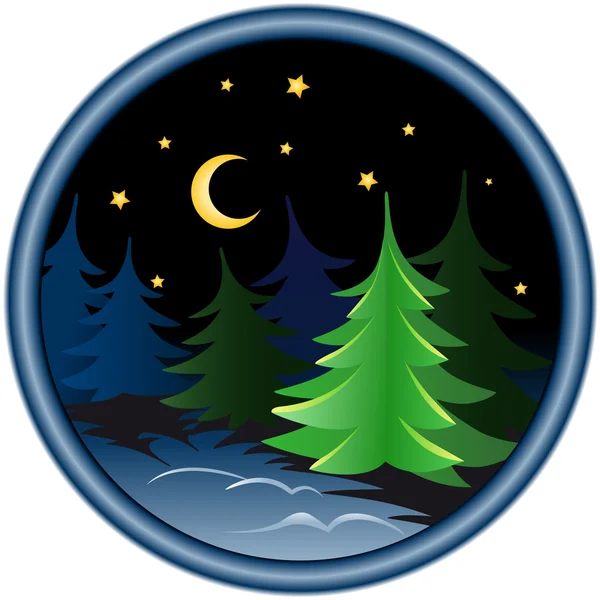 Gece kış orman — Stok Vektör