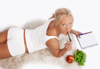Attractive sexy woman with diary clipart