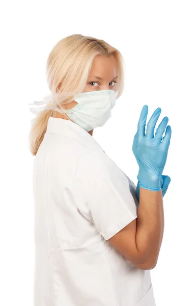 Obraz nosi biały uniform pielęgniarki — Zdjęcie stockowe