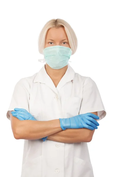 Уверенная блондинка-медсестра в больнице — стоковое фото