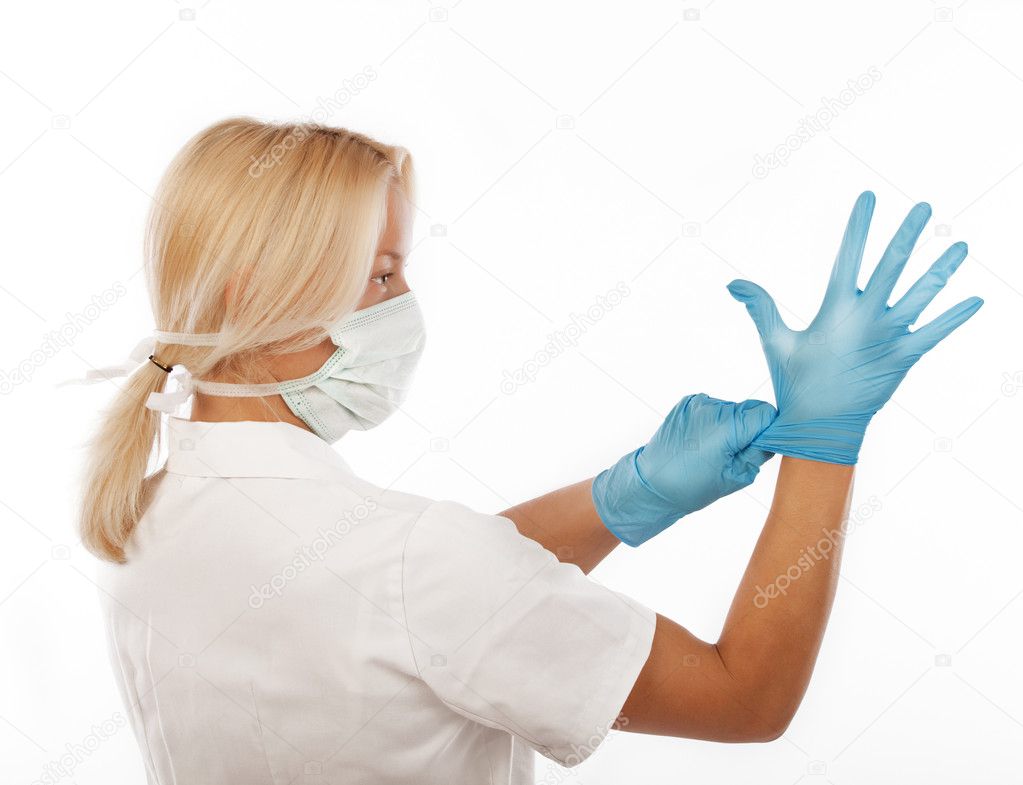 Picture of nurse wearing gloves