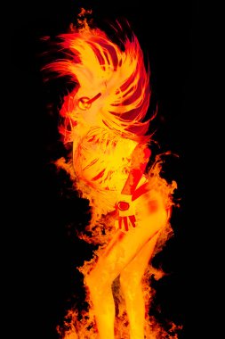 Dancing girl in the fire clipart