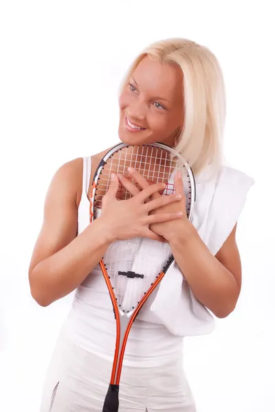 Jovem tenista feliz — Fotografia de Stock