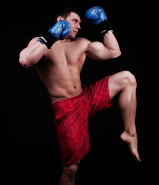 Portrait of kickboxer clipart