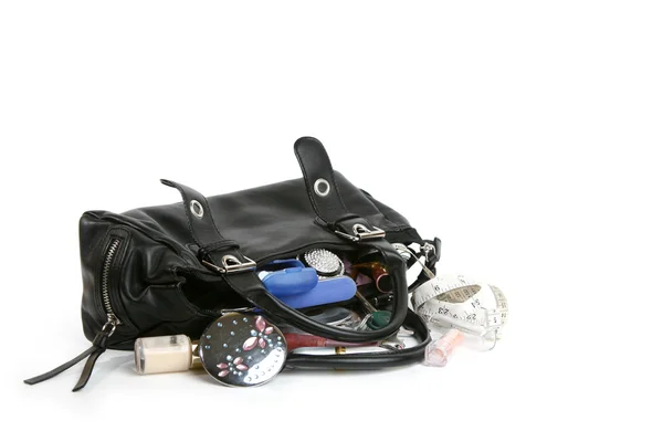 Female handbag with all contents — Stock Photo, Image