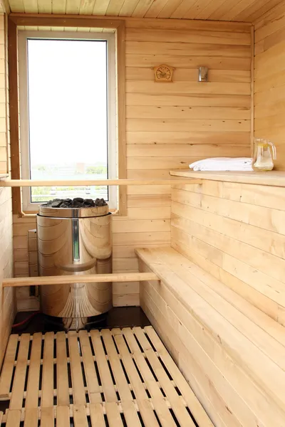 Wooden dry (finnish) sauna — Stock Photo, Image