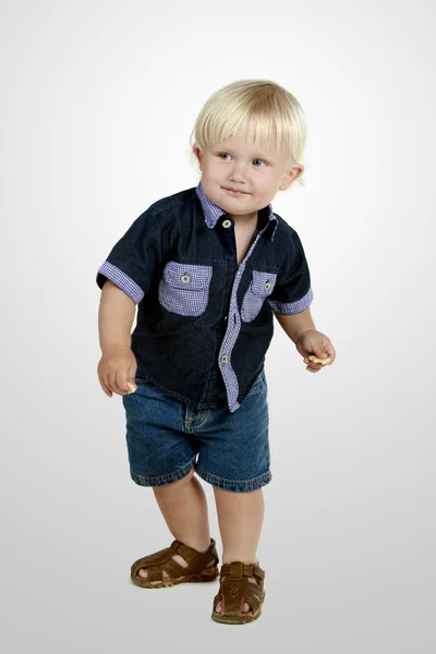 stock image Cute little boy dancing and playing