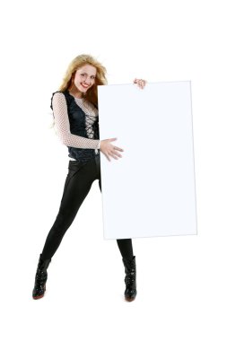 Girl with blank billboard clipart