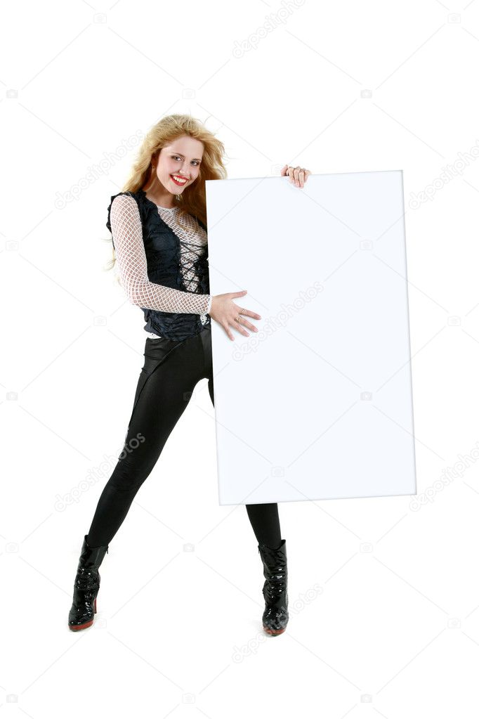 Girl with blank billboard