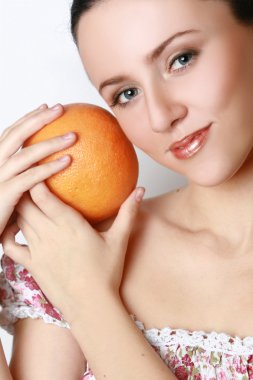 Woman's face with grapefruit clipart